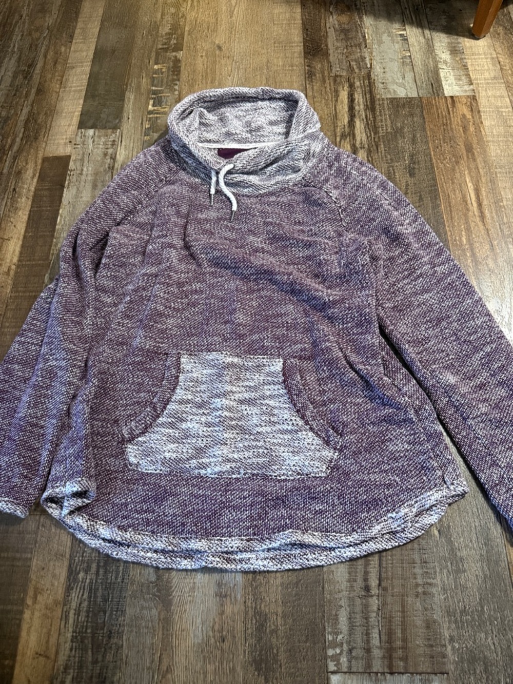 Calvin Klein Marled Gray and Plum Knit Hoodie